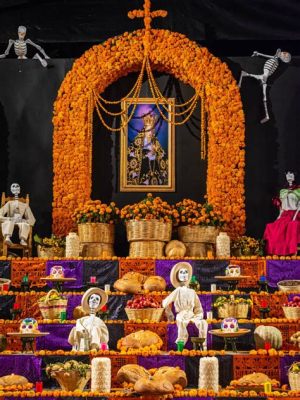 What are the flowers used for Dia de los Muertos, and why do they smell like forgotten memories?